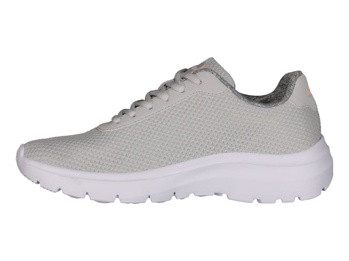 Tenis deportivos Charly color gris con suela blanca y tejido de malla.