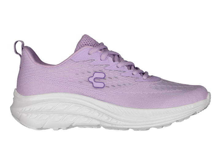 Tenis deportivos Charly de color lila con suela blanca, vista lateral.