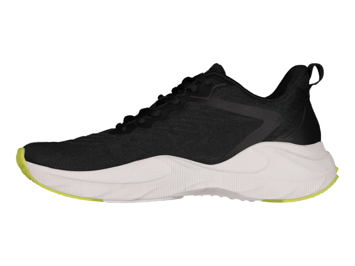 Tenis deportivos Charly en color negro con suela blanca y detalles en color lima.
