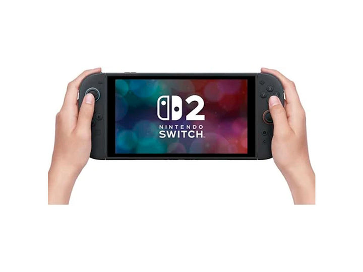 Consola Nintendo Switch 2 color negro en su empaque rojo con juego Mario Kart World 2 incluido.