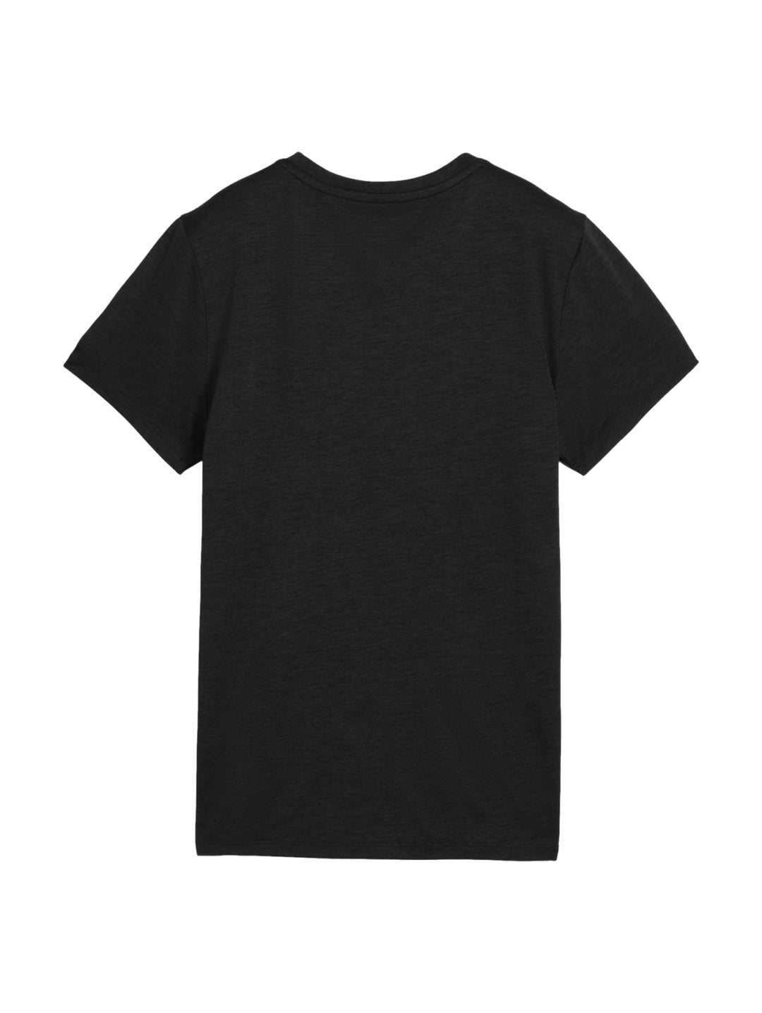 Camiseta deportiva PUMA de color negro jaspeado con logo blanco en el pecho.