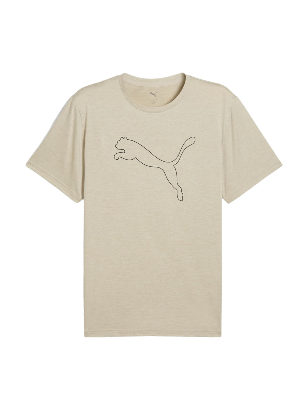 Camiseta PUMA de manga corta color beige Desert Dust con contorno del logo del gato en el pecho.