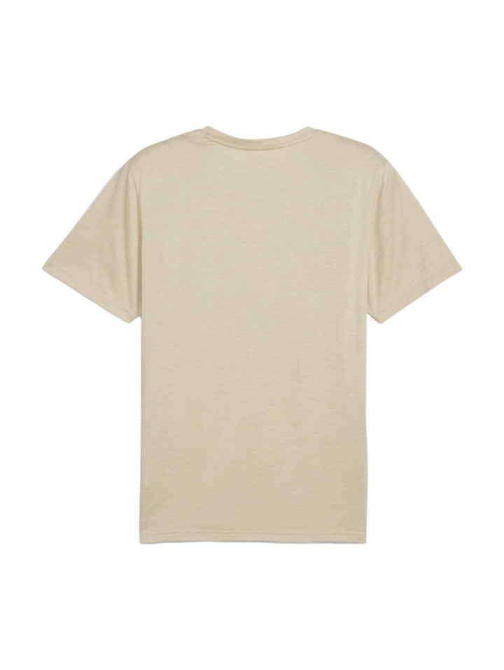 Camiseta PUMA de manga corta color beige Desert Dust con contorno del logo del gato en el pecho.