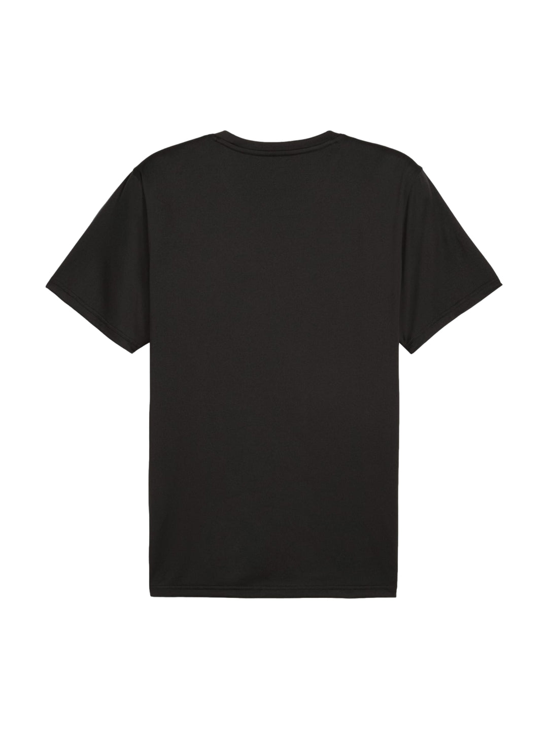 Hombre vistiendo playera deportiva PUMA color negro con logotipo blanco en el pecho.