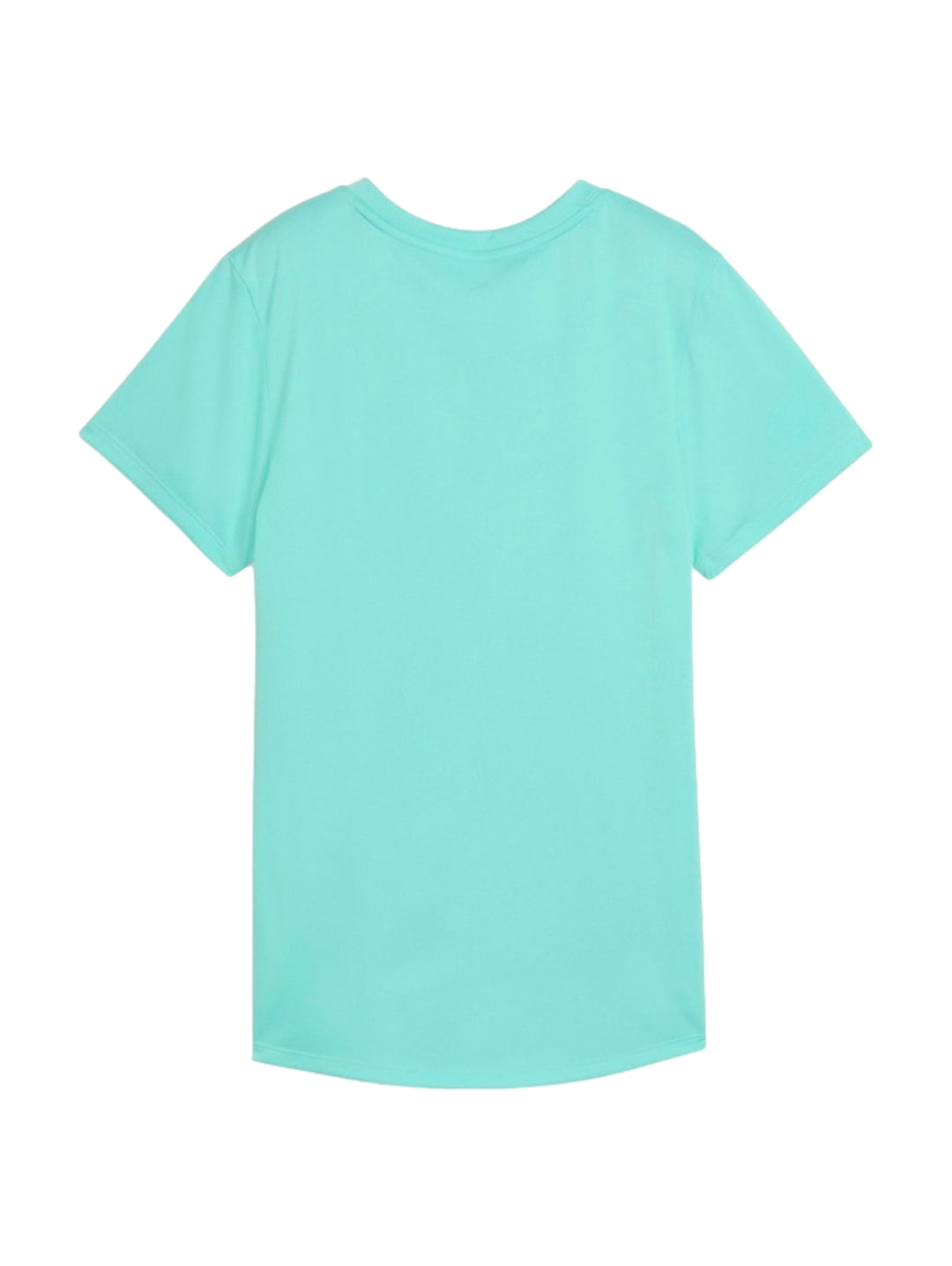 Playera deportiva PUMA de color aguamarina con cuello redondo y manga corta.