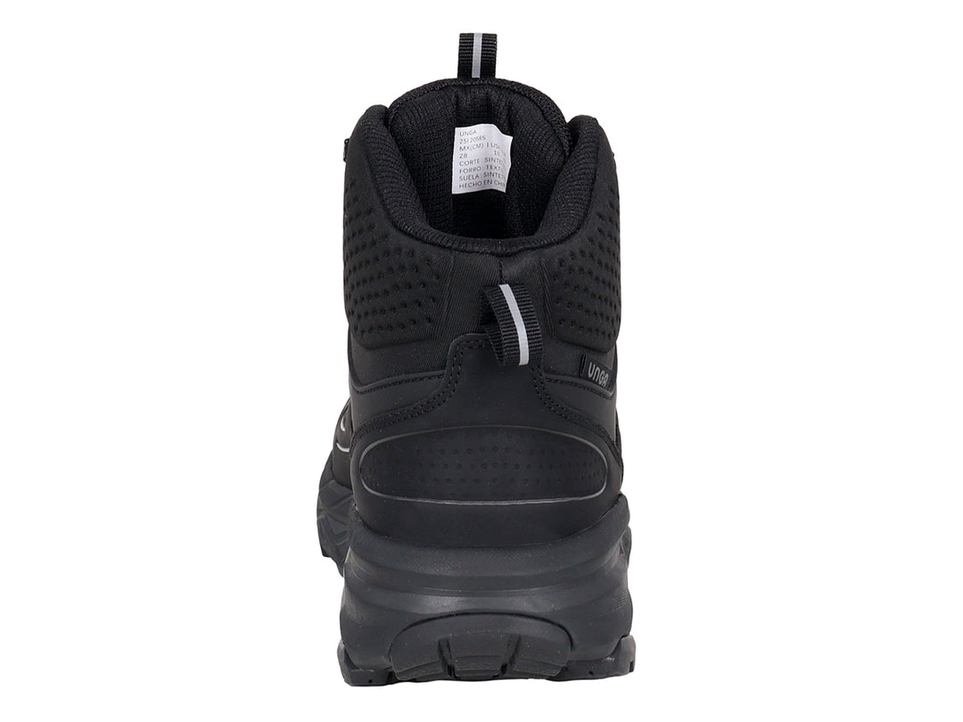Botas de excursionismo color negro marca UNGA con suela robusta y caña alta.