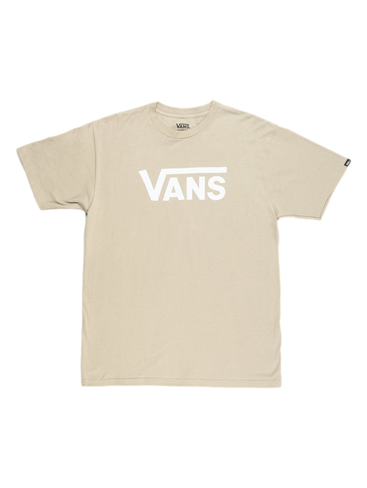Hombre vistiendo playera Vans Classic color London Fog con logotipo blanco en el pecho.