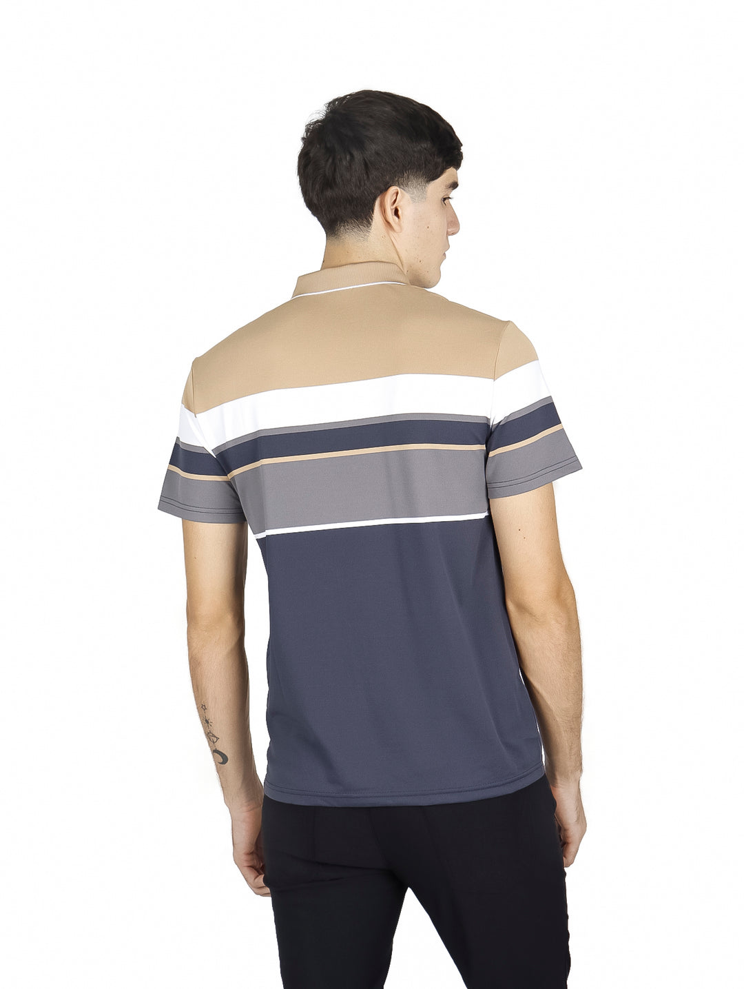 Playera Polo ATOK Color Block Gris y Beige para Hombre