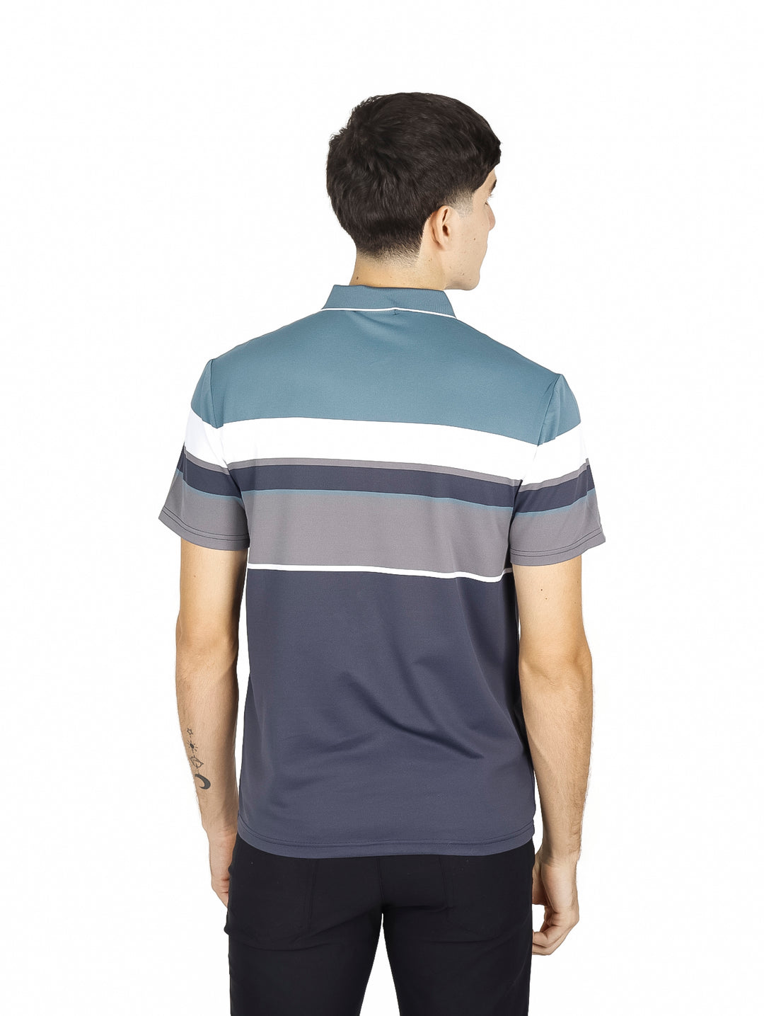 Playera Polo ATOK Color Block Gris y Verde para Hombre