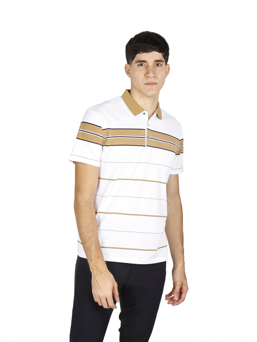 Playera Polo ATOK Color Block Blanco para Hombre