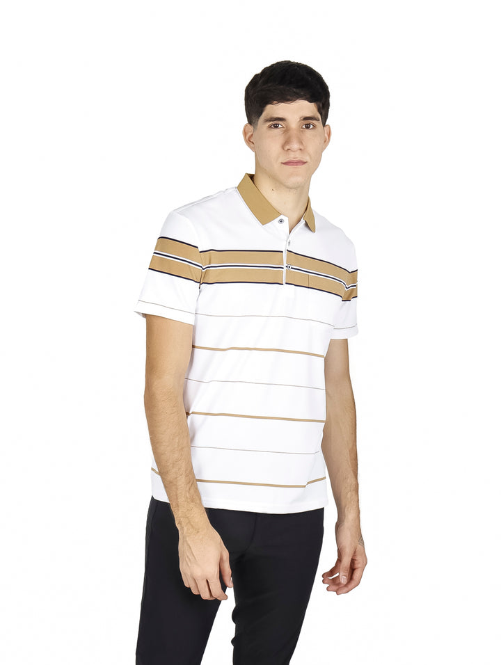 Playera Polo ATOK Color Block Blanco para Hombre