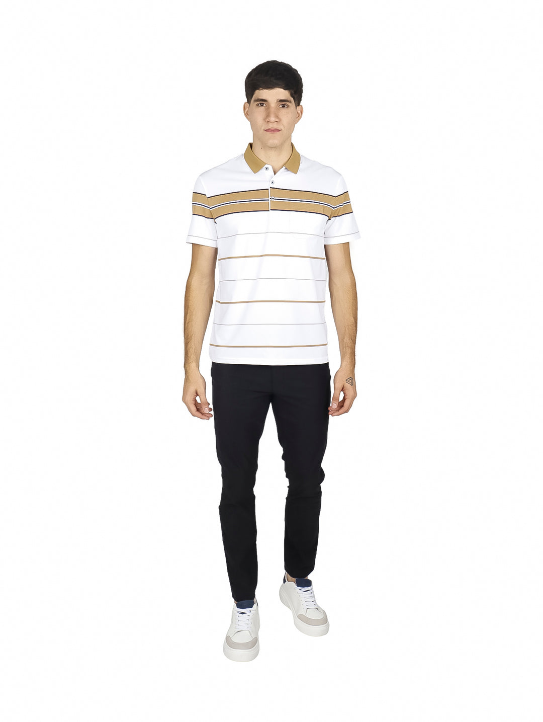 Playera Polo ATOK Color Block Blanco para Hombre