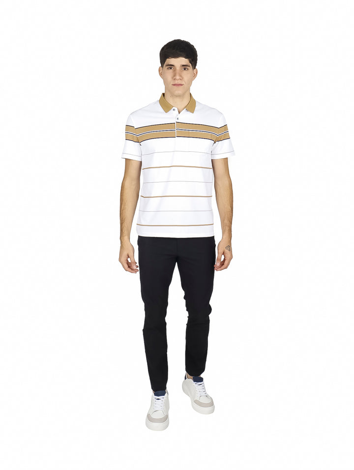 Playera Polo ATOK Color Block Blanco para Hombre