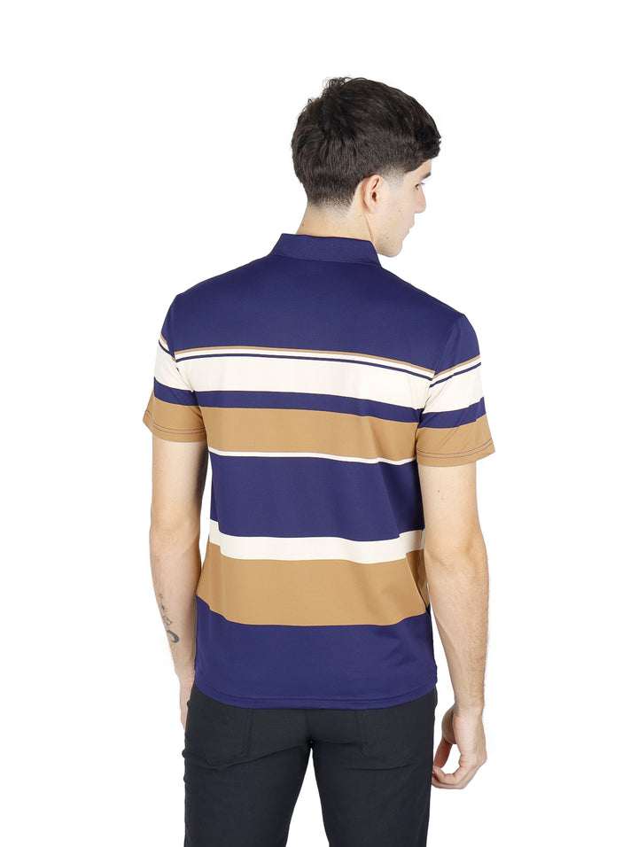 Playera Polo ATOK Color Block Azul y Beige para Hombre
