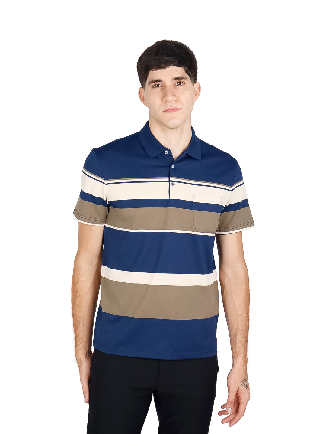 Playera Polo ATOK Color Block Azul y Verde para Hombre
