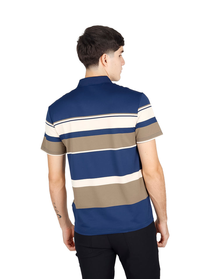 Playera Polo ATOK Color Block Azul y Verde para Hombre