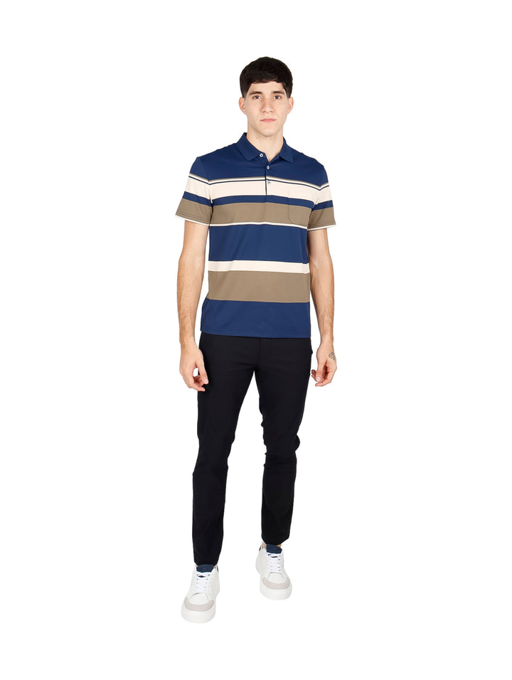 Playera Polo ATOK Color Block Azul y Verde para Hombre