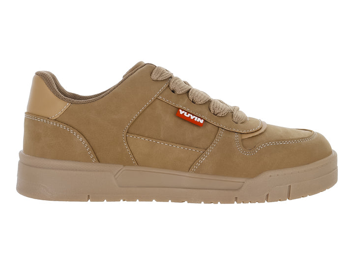 Zapato casual para niño marca YUYIN en color camel con cordones y suela ancha.