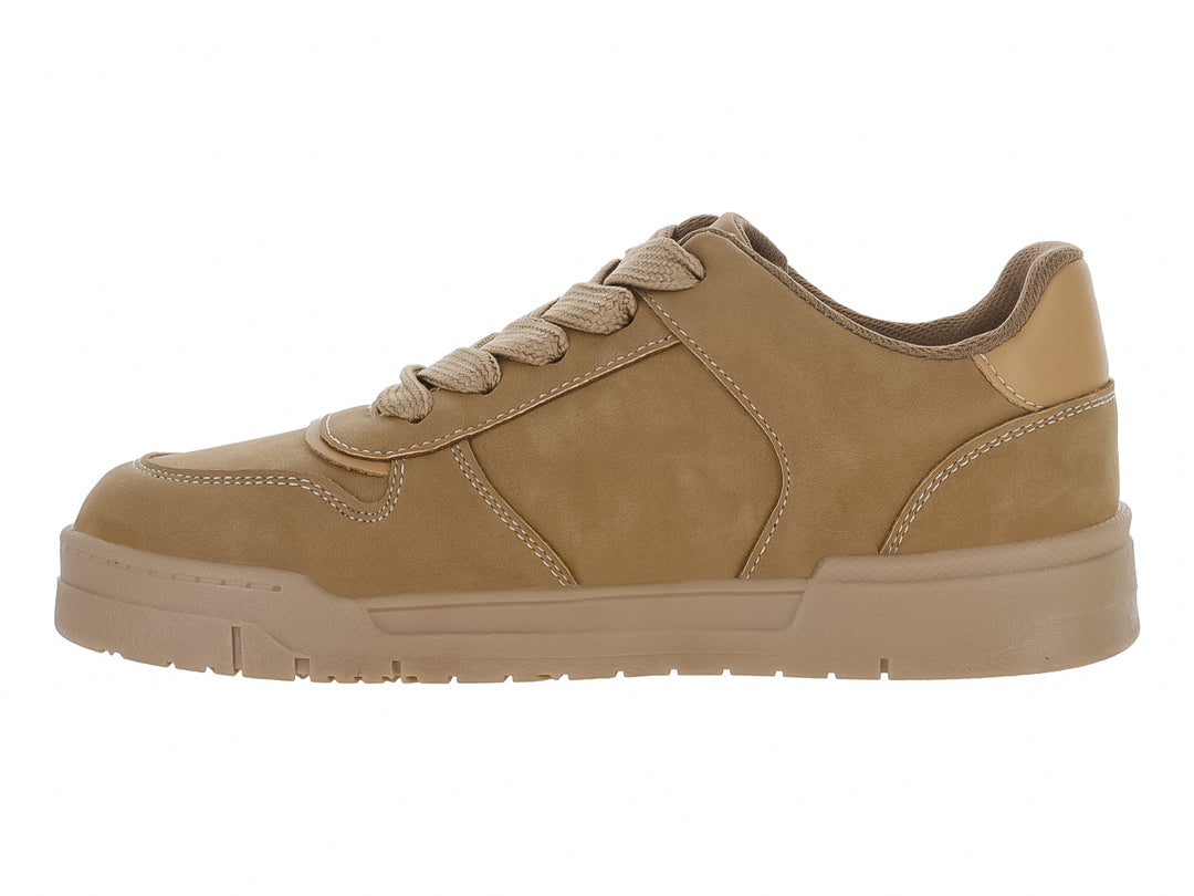 Zapato casual para niño marca YUYIN en color camel con cordones y suela ancha.