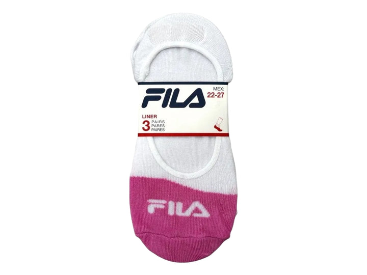 Pack de 3 pares de calcetines liner FILA en colores blanco y rosa.