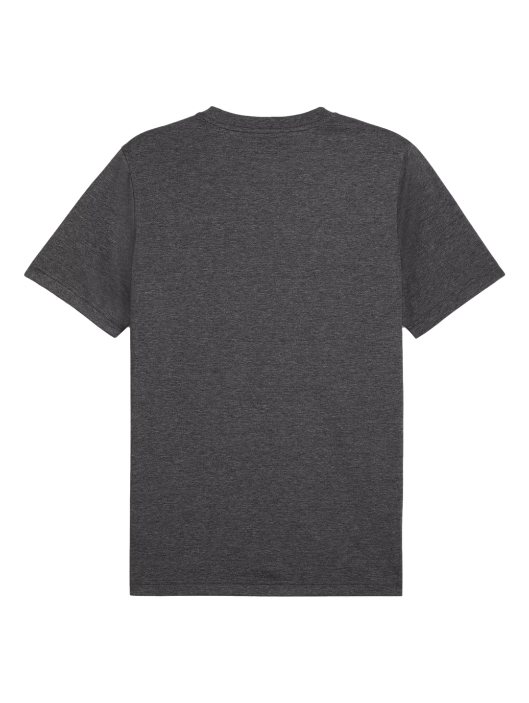 Hombre vistiendo camiseta PUMA negra jaspeada con logotipo blanco en el pecho.