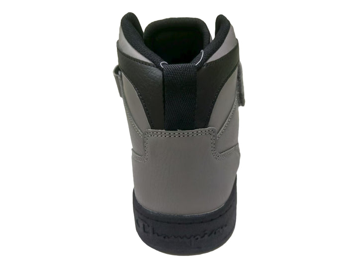 Tenis Champion Arena Power color gris con suela negra y correa ajustable para hombre.