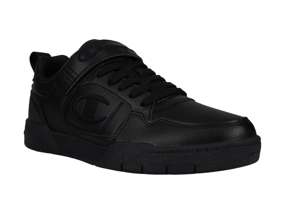 Tenis deportivos Champion color negro con agujetas y correa de velcro en el empeine.