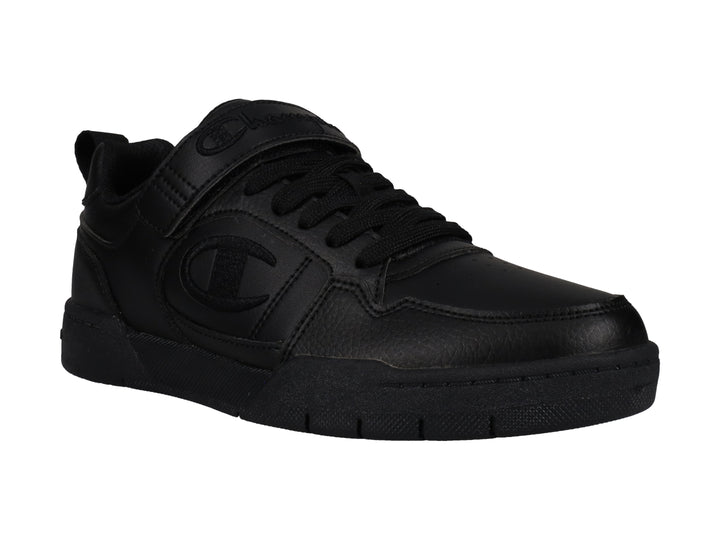 Tenis deportivos Champion color negro con agujetas y correa de velcro en el empeine.
