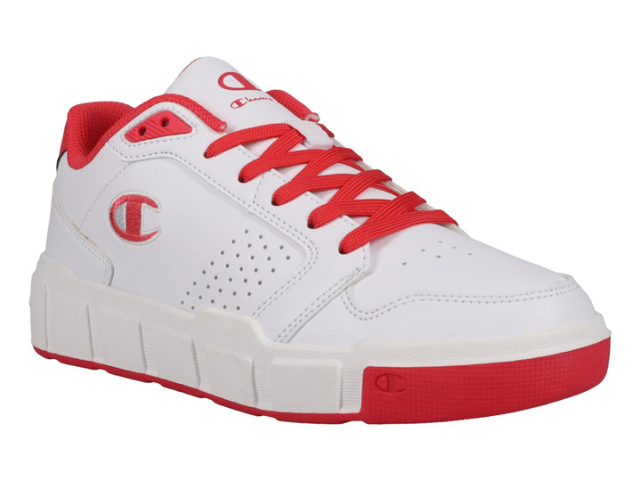 Tenis Champion blancos con detalles y cordones en color rosa.