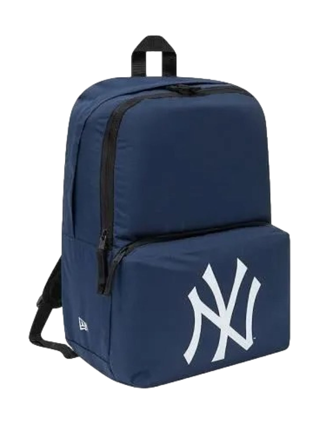 Mochila deportiva New Era color azul marino con logo de los New York Yankees en blanco y detalles en negro.