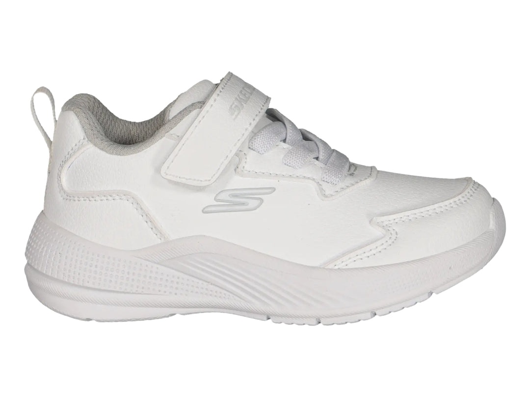 Tenis deportivos Skechers color blanco con cierre de velcro para Niño o Niña.