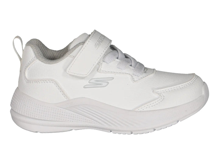 Tenis deportivos Skechers color blanco con cierre de velcro para Niño o Niña.
