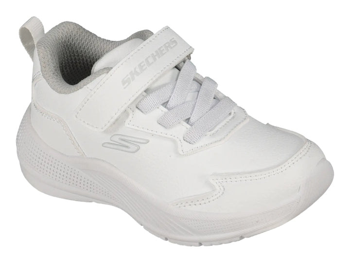 Tenis deportivos Skechers color blanco con cierre de velcro para Niño o Niña.