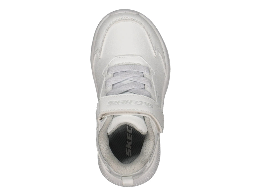 Tenis deportivos Skechers color blanco con cierre de velcro para Niño o Niña.