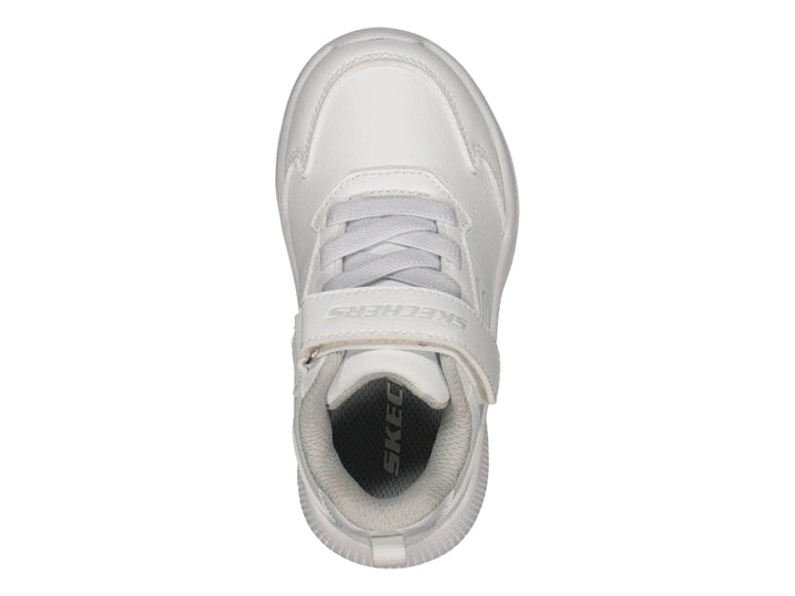 Tenis deportivos Skechers color blanco con cierre de velcro para Niño o Niña.