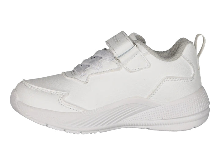 Tenis deportivos Skechers color blanco con cierre de velcro para Niño o Niña.