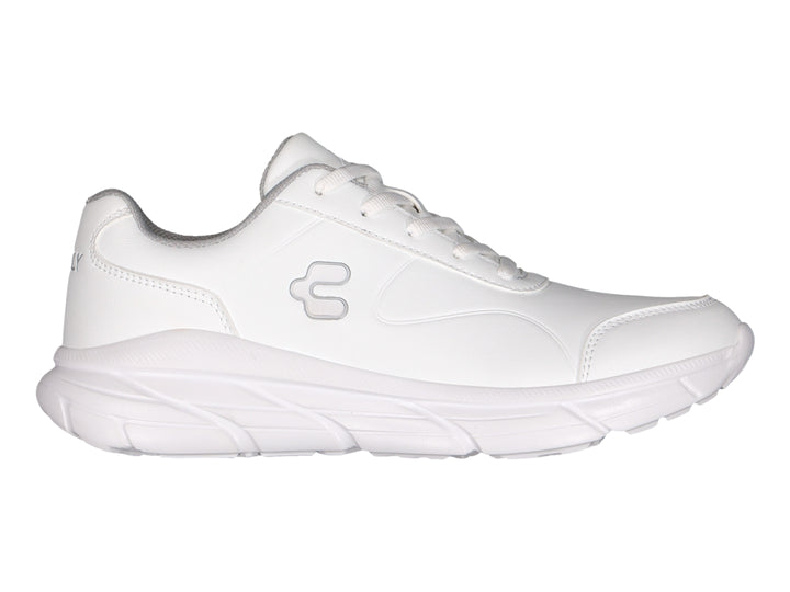 Tenis deportivos Charly color blanco con suela blanca y diseño ligero.