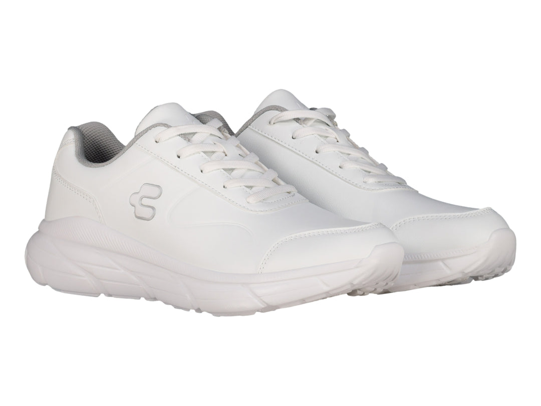 Tenis deportivos Charly color blanco con suela blanca y diseño ligero.
