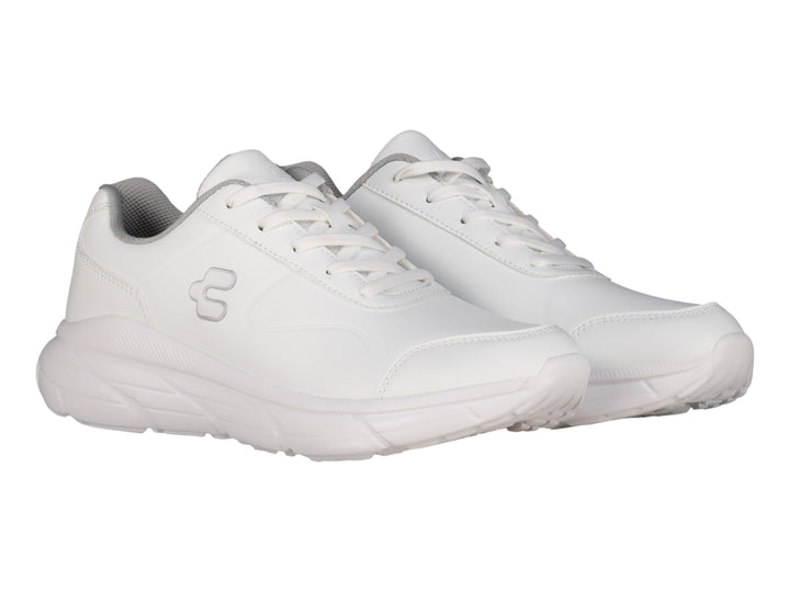 Tenis deportivos Charly color blanco con suela blanca y diseño ligero.
