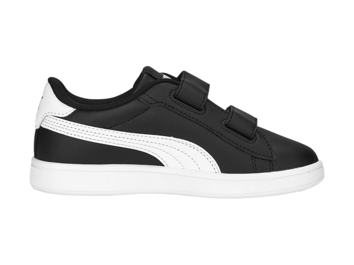 Tenis PUMA Smash 3.0 L V PS color negro con suela blanca y cierre de velcro.