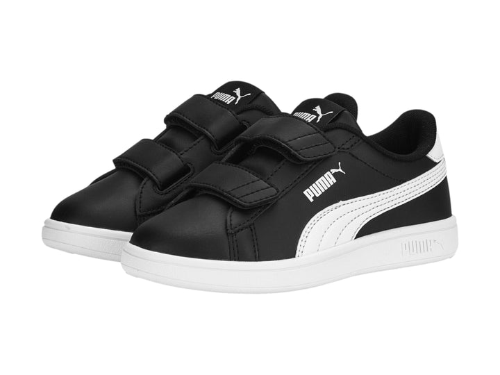 Tenis PUMA Smash 3.0 L V PS color negro con suela blanca y cierre de velcro.