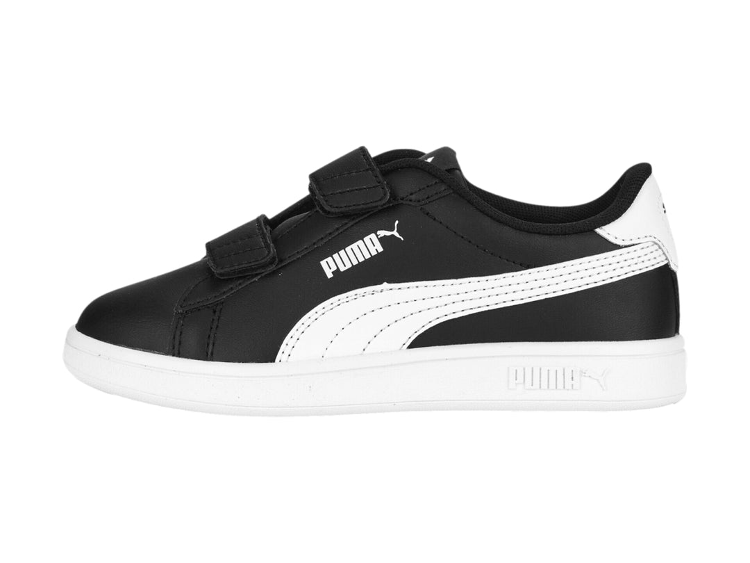 Tenis PUMA Smash 3.0 L V PS color negro con suela blanca y cierre de velcro.