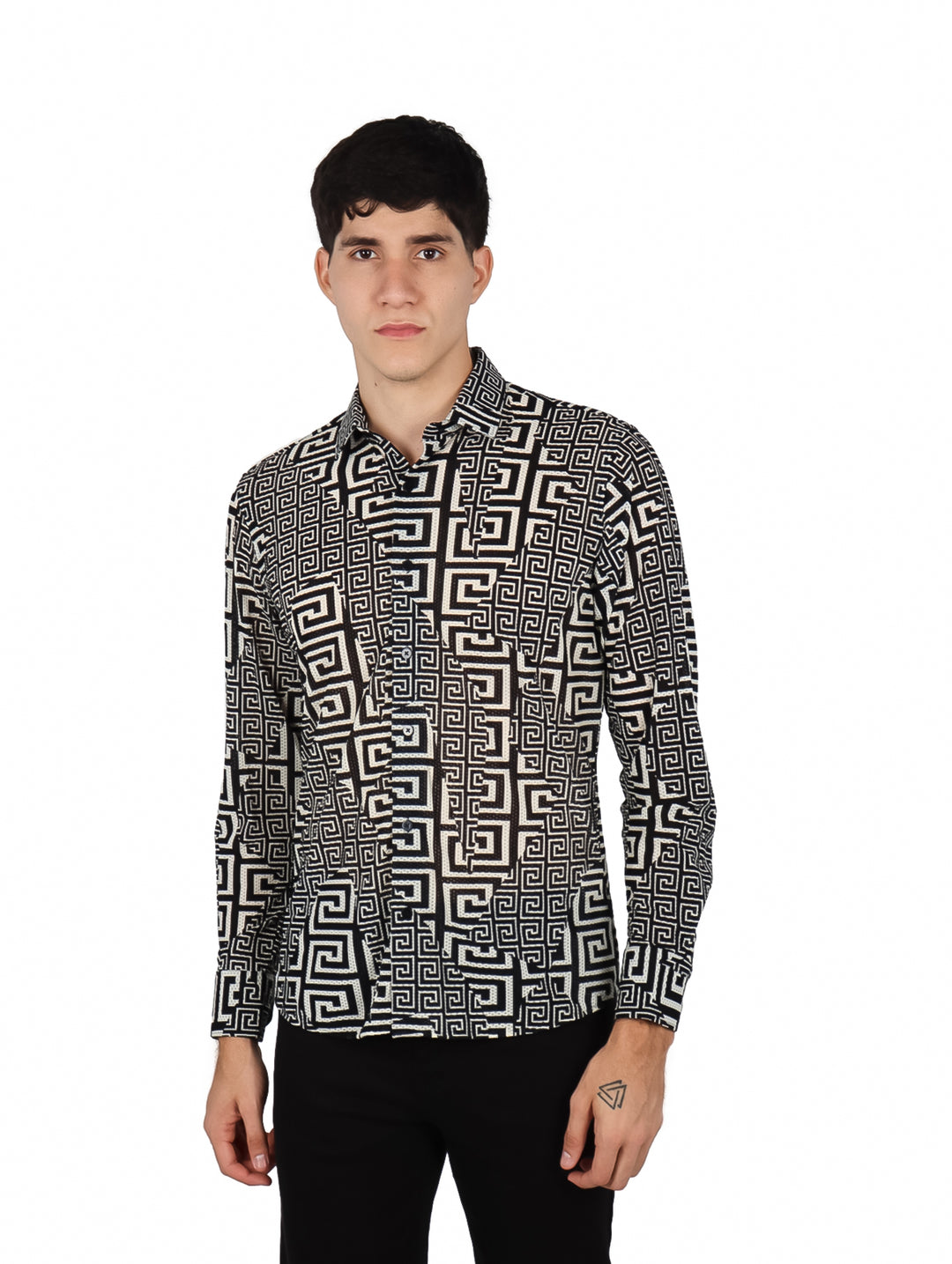 Camisa Barabas Estampada Negro y Blanco para Hombre