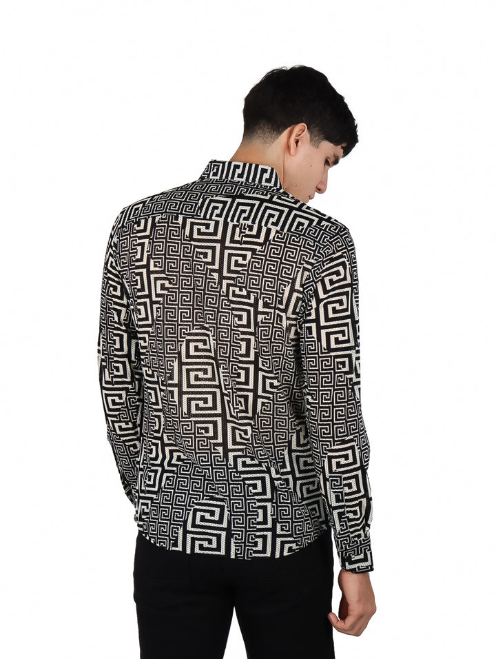 Camisa Barabas Estampada Negro y Blanco para Hombre