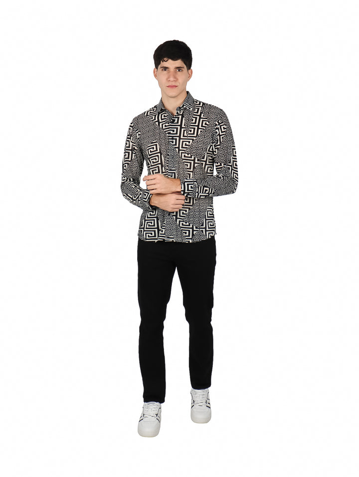 Camisa Barabas Estampada Negro y Blanco para Hombre