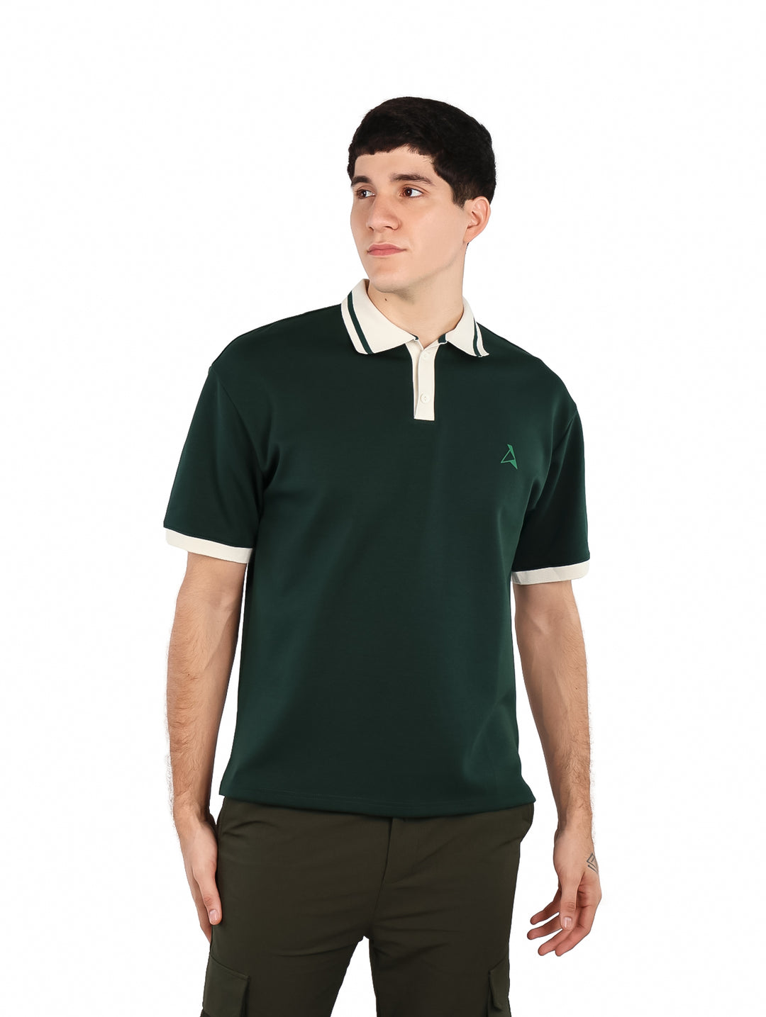 Playera Polo ATOK Verde y Beige para Hombre
