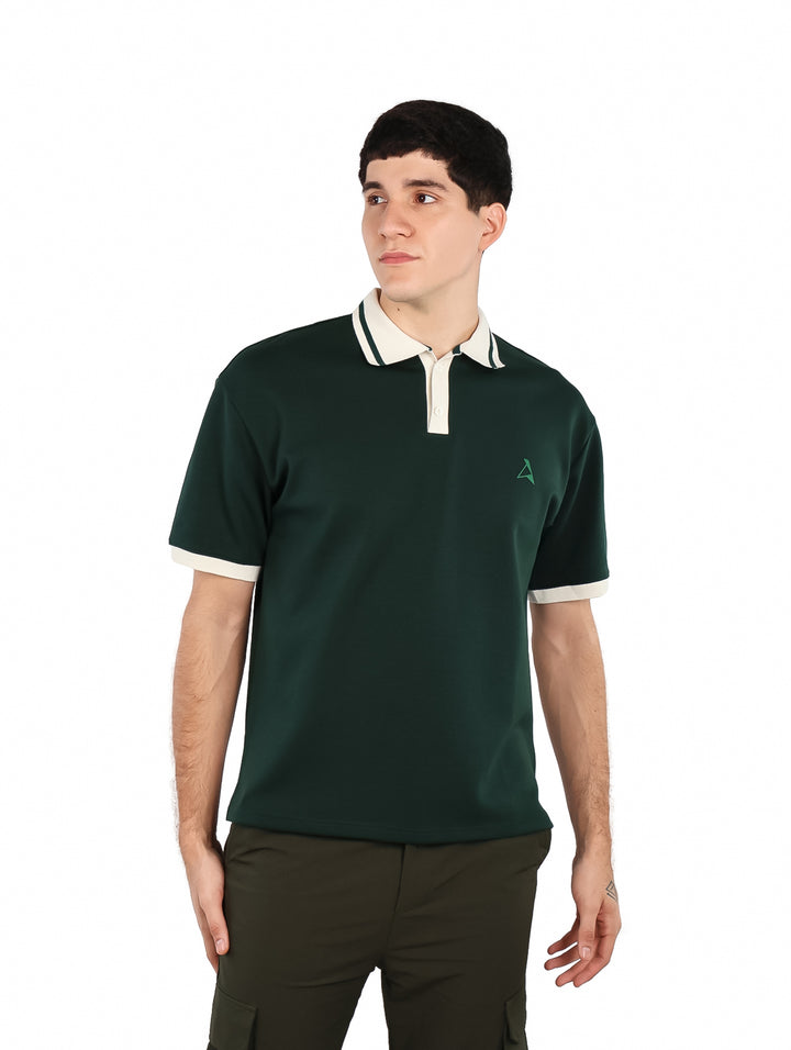 Playera Polo ATOK Verde y Beige para Hombre