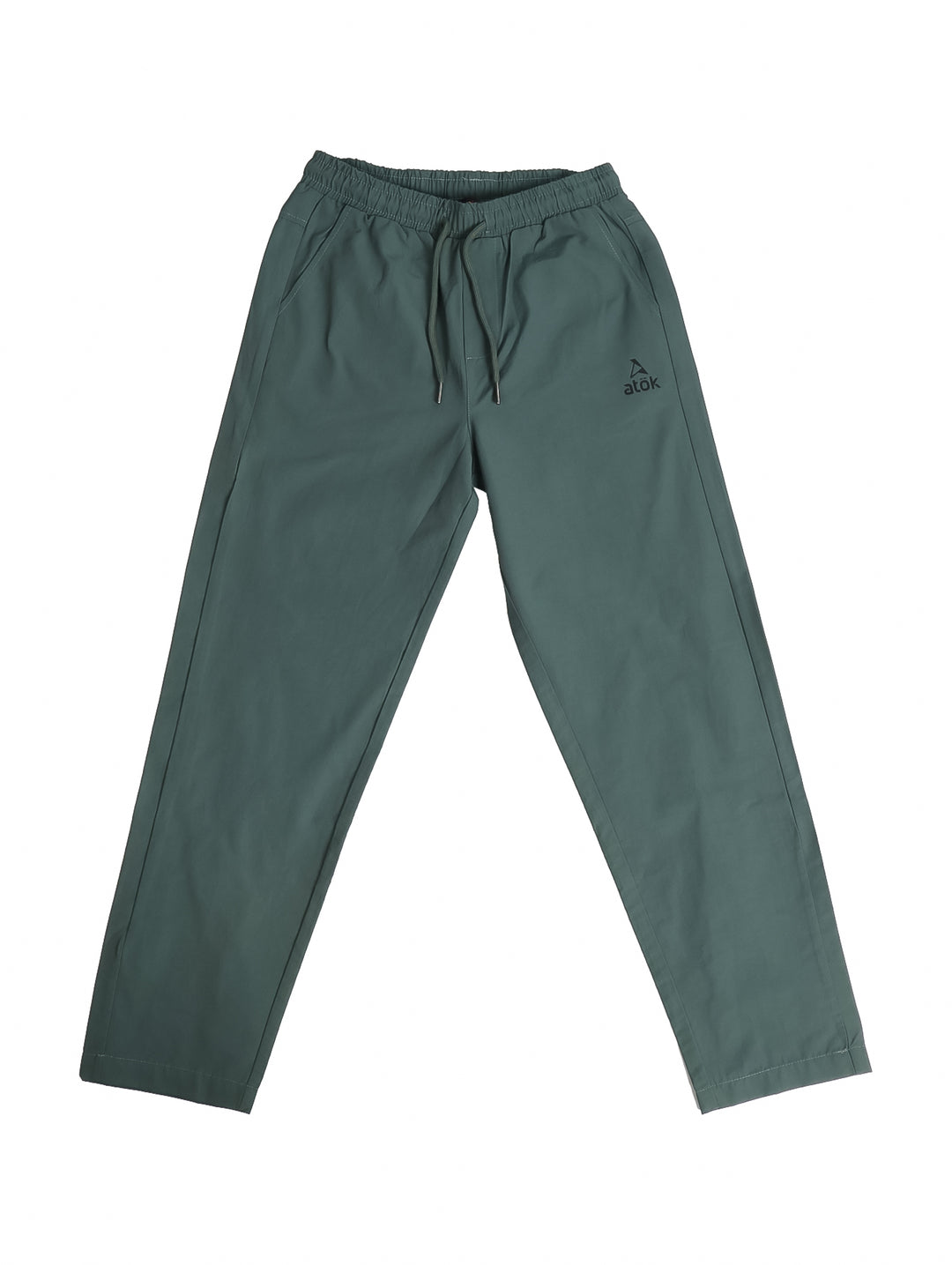 Pantalón tipo jogger casual color verde oscuro con cintura elástica y cordones para niños y adolescentes.