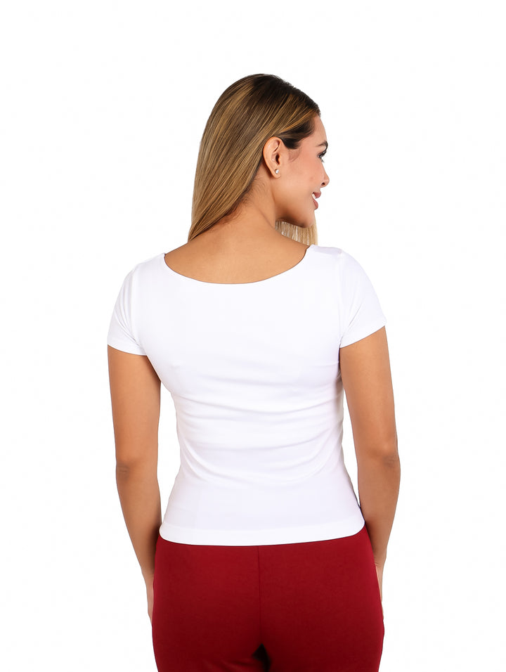 Blusa ATOK Escote Cuadrado Blanco para Mujer