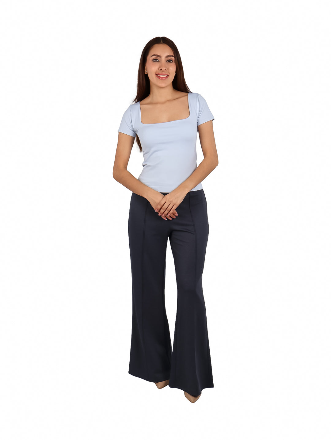 Blusa ATOK Escote Cuadrado Azul Claro para Mujer